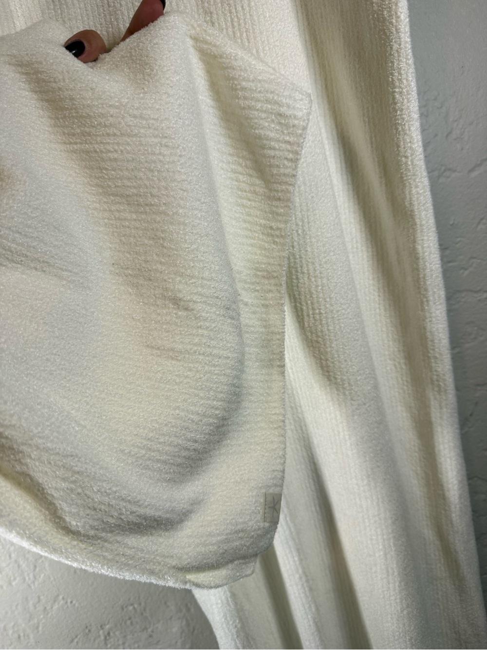 Barefoot Dreams Cream Ribbed Wide-Leg Cropped Pants - Picture 6 of 10